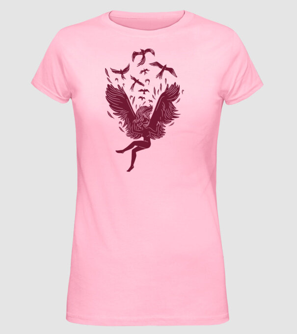 Îngerul care cade model roz deschis pe tricou