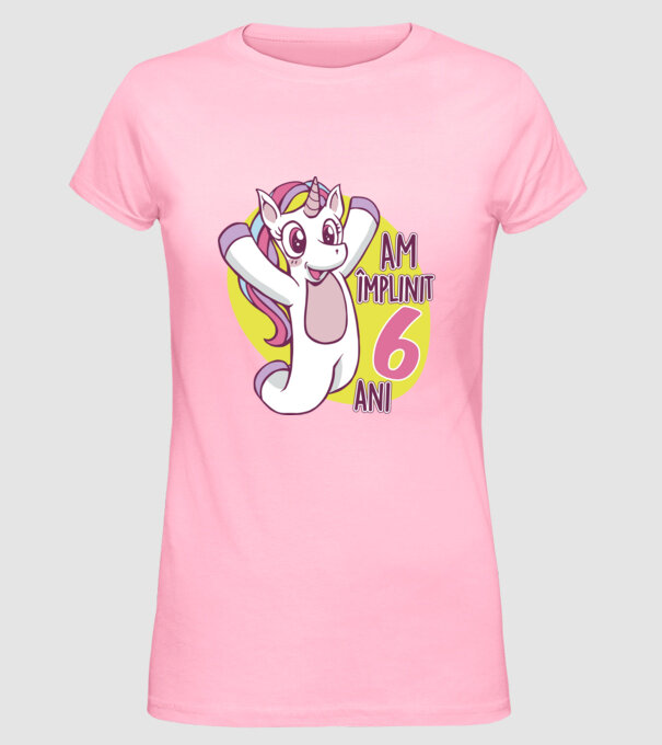 Am împlinit 6 ani model roz deschis pe tricou