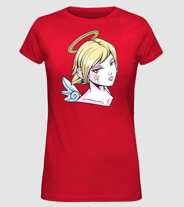 Anime Fată angelică model roșu pe tricou