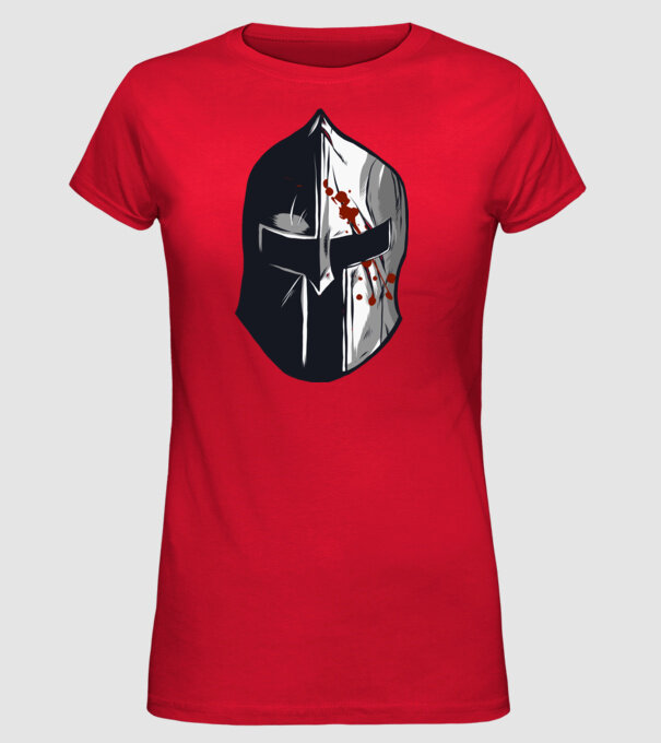 Cască războinic Sparta model roșu pe tricou
