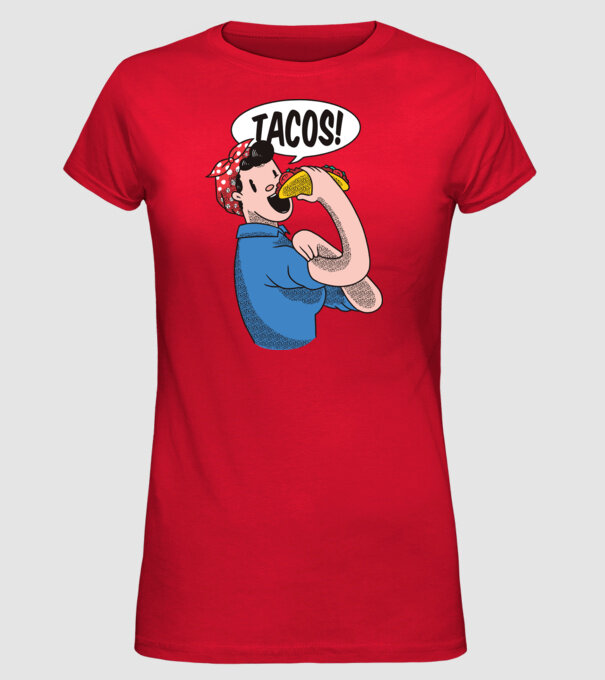 Tacos feminism model roșu pe tricou