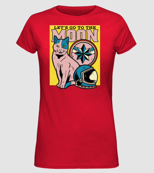 To the moon Pisică model roșu pe tricou