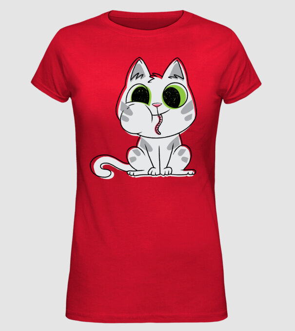 Pisicuță amuzantă model roșu pe tricou