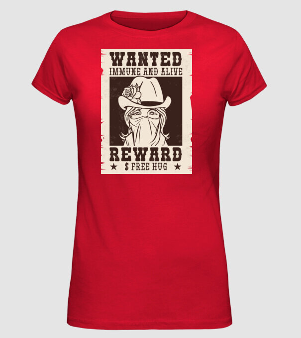 Afiș Wanted - Îmbrățișări gratuite model roșu pe tricou