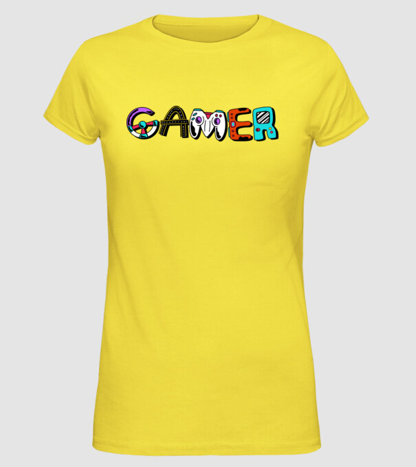Inscripție Gamer model galben pe tricou