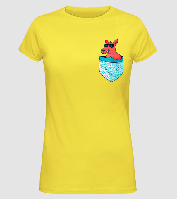 buzunar Cangur model galben pe tricou