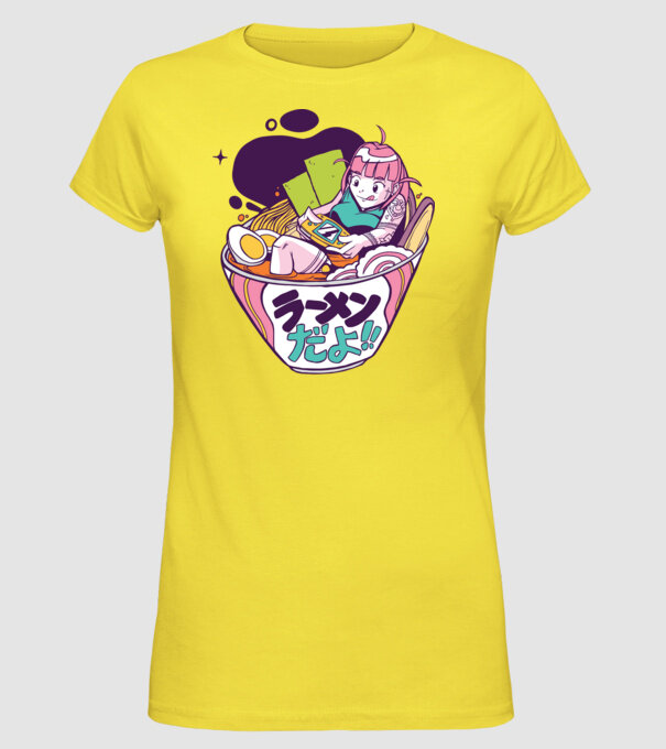 Ramen Anime Gamer fată model galben pe tricou