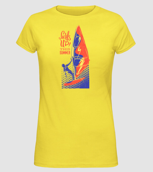 Surfs up this summer model galben pe tricou
