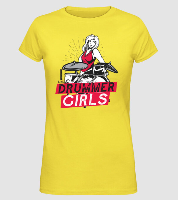 Îmi plac fetele bateriste model galben pe tricou