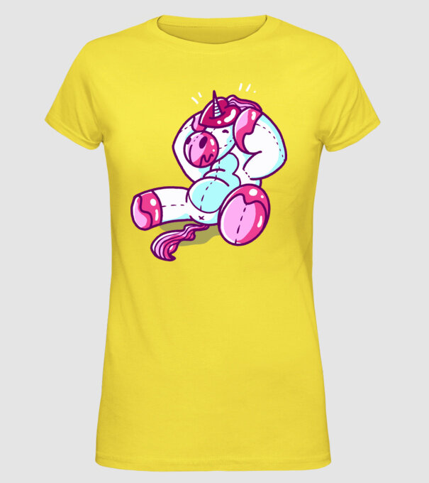 Unicorn cu inimă încornorată model galben pe tricou