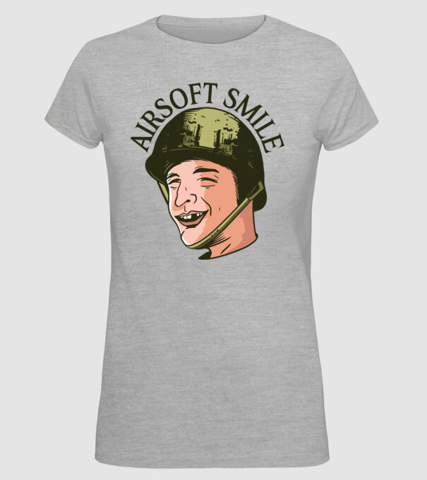 Zâmbet Airsoft model gri pe tricou