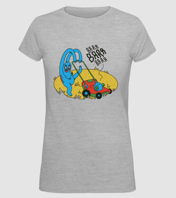Alien cu Mașină de tuns iarba model gri pe tricou