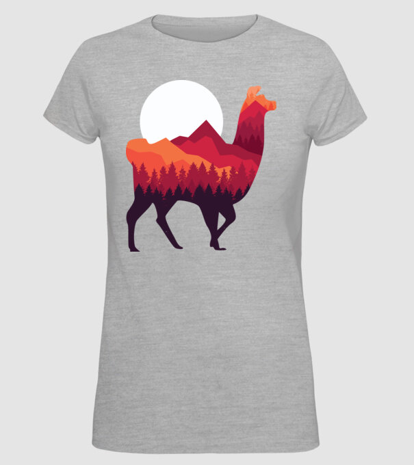 Pădure Alpaca model gri pe tricou