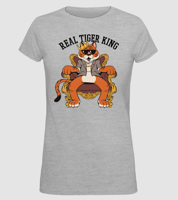 Adevăratul Rege Tigru model gri pe tricou
