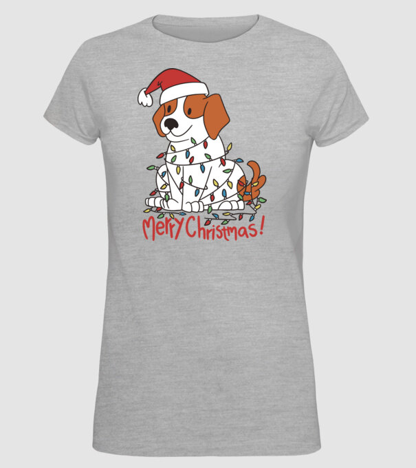Beagle Crăciun Fericit! model gri pe tricou