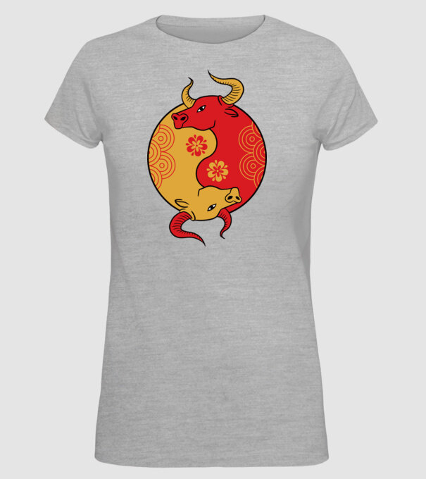Bivol Yin Yang model gri pe tricou