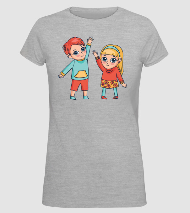 Copii fericiți model gri pe tricou