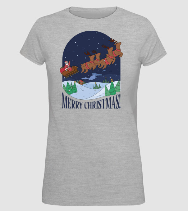 Crăciun Fericit Moș Crăciun cu reni model gri pe tricou