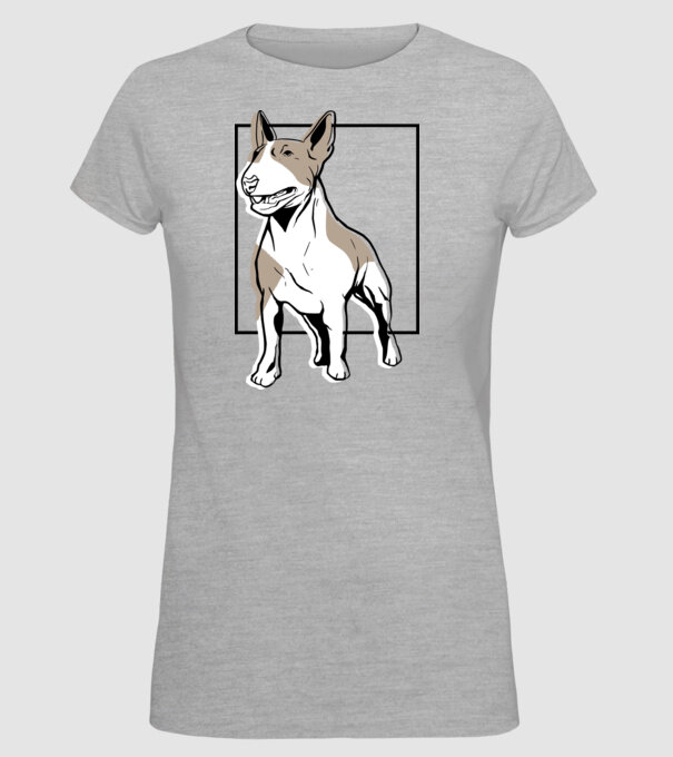 Tricou cu Câine Bull Terrier model gri pe tricou