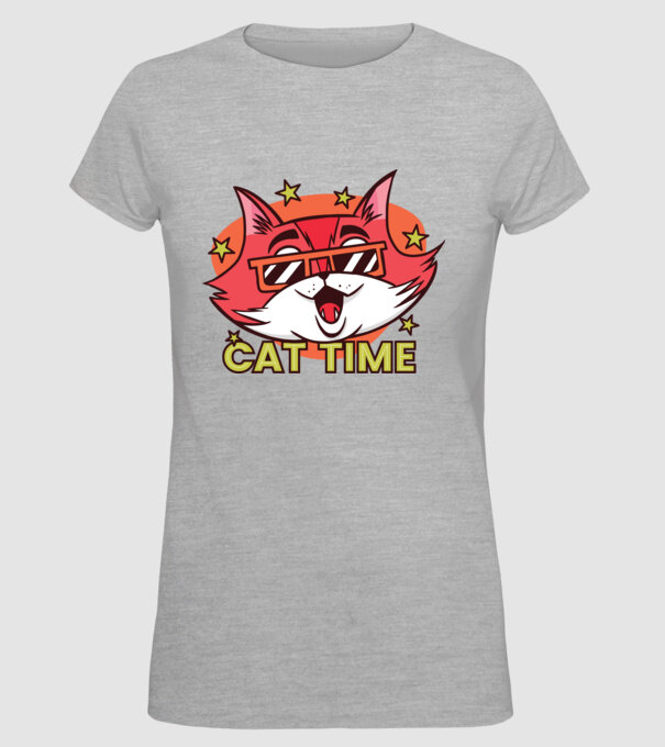 Cat Time Momentul pisicii model gri pe tricou