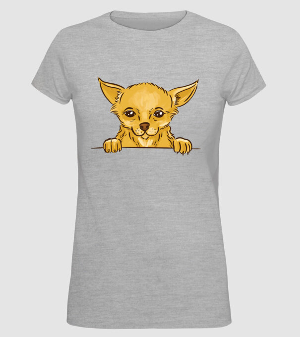 Cap de Chihuahua model gri pe tricou