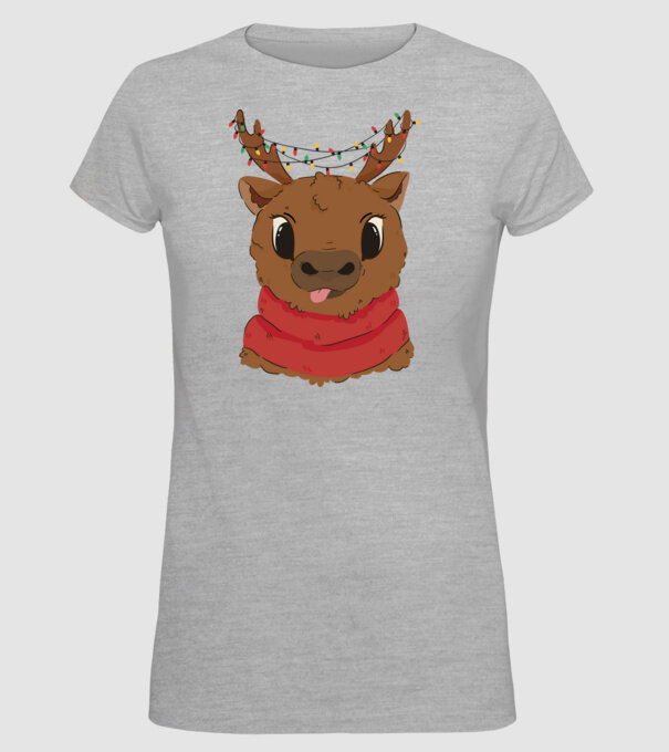 Ren drăguț de Crăciun model gri pe tricou