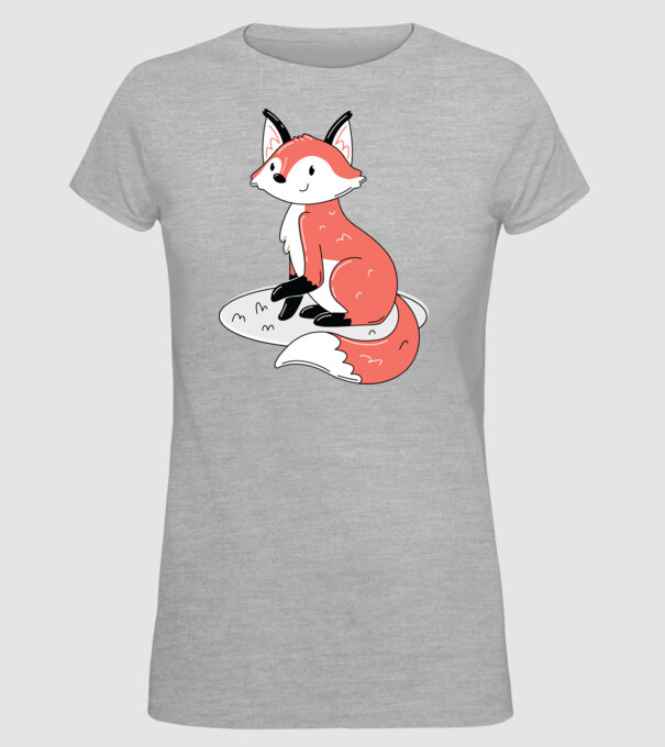 Vulpe drăguță model gri pe tricou