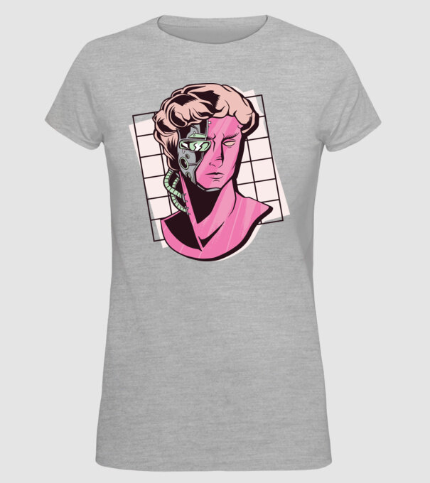 Statuie Cyborg model gri pe tricou