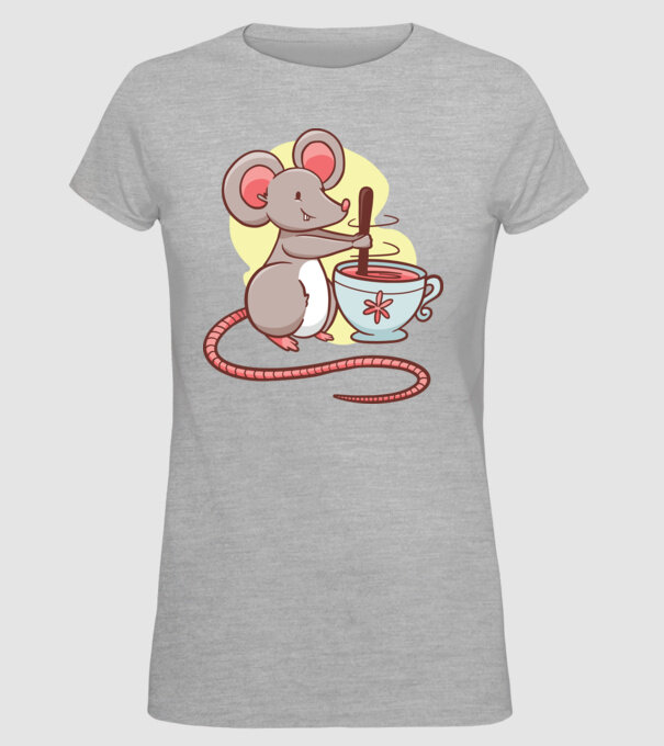 Șoarece cu ceai model gri pe tricou