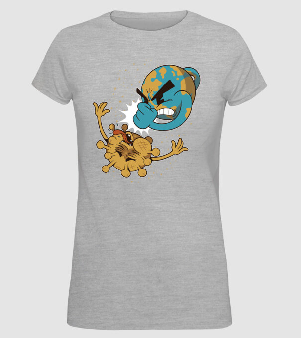 Pământ vs Coronavirus model gri pe tricou