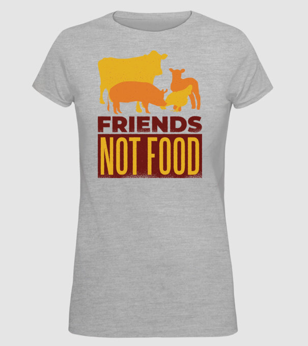 Friends not Food Vegán model gri pe tricou