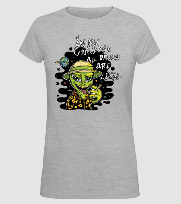 Alien drogat model gri pe tricou