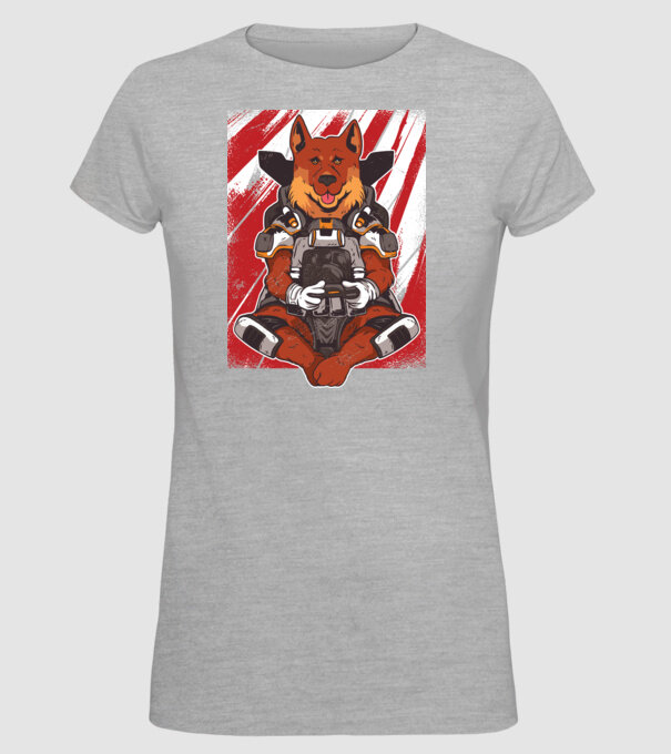Gamer Ciobănesc german Apex model gri pe tricou