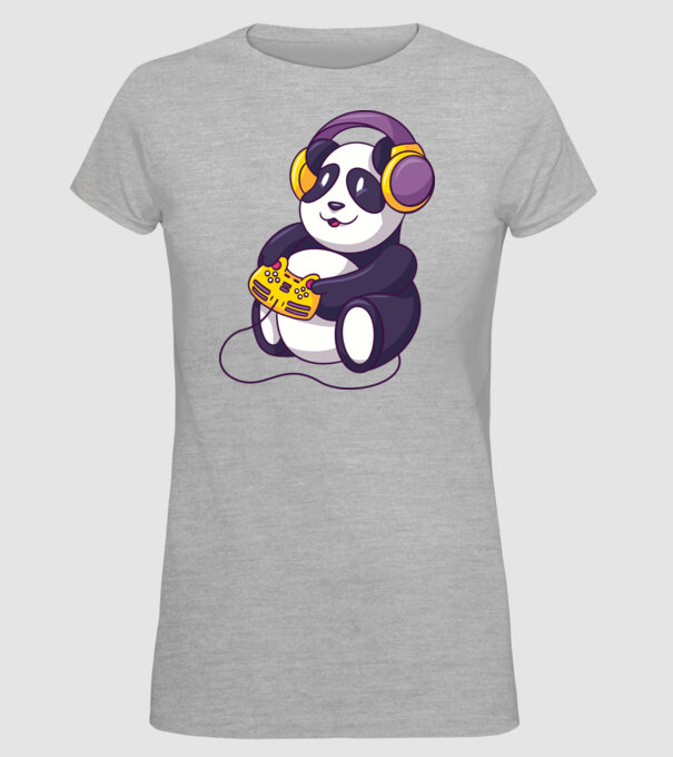 Gamer Panda model gri pe tricou