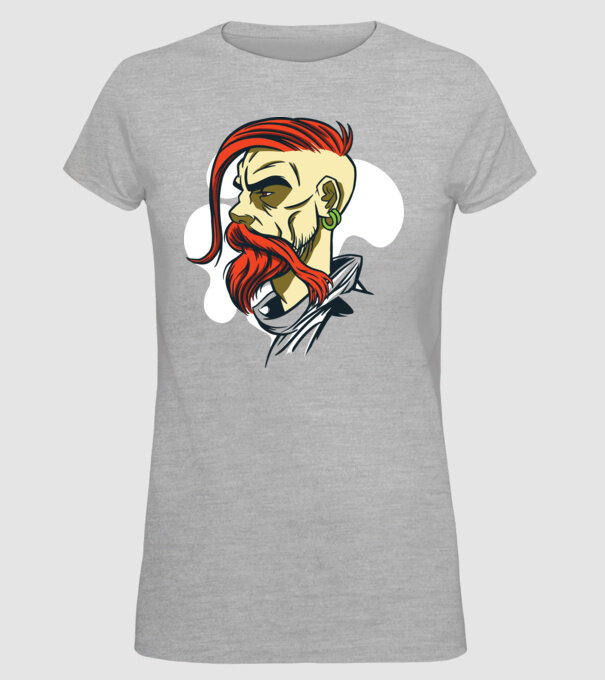 Barbă Hipster model gri pe tricou