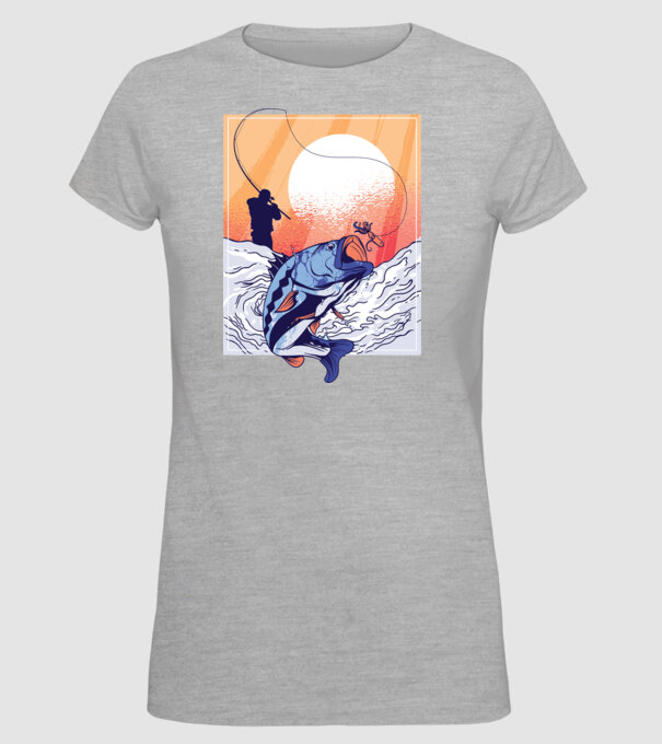 Tricou Pescar Retro model gri pe tricou
