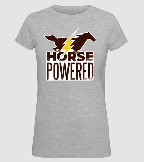 Horse Powered Cal-putere tricou călăreț model gri pe tricou