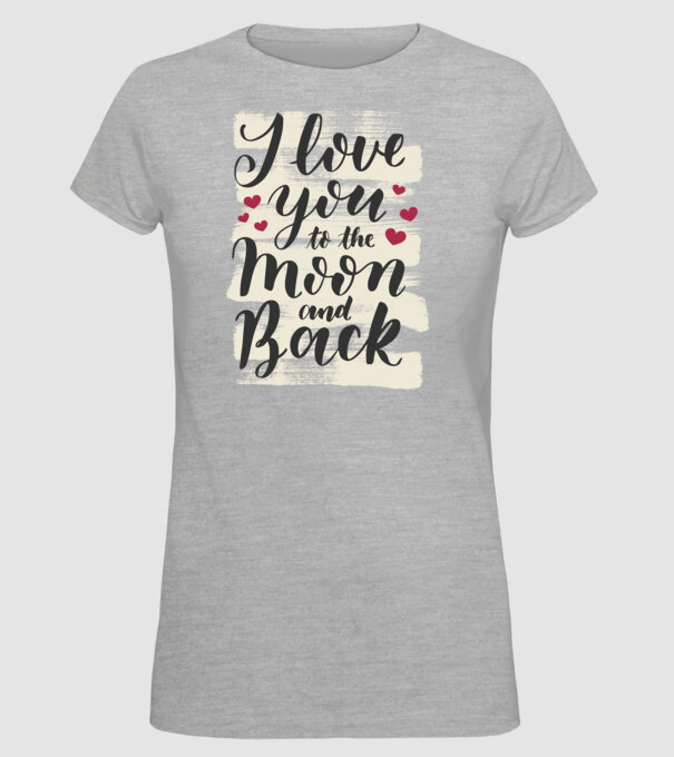 'I love you to the moon and back tricou drăguț Valentine''s Day' model gri pe tricou