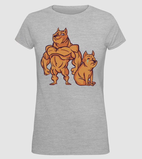 Câine musculos model gri pe tricou
