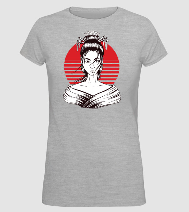 Geisha japoneză model gri pe tricou