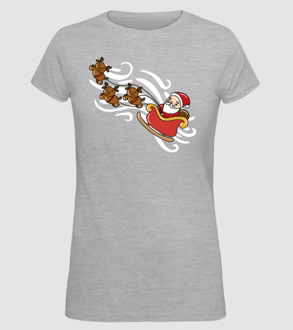 Kawaii sanie Moș Crăciun model gri pe tricou