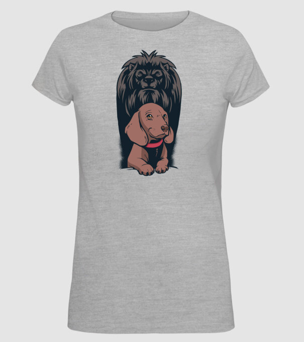 Cățeluș Leu cu umbră model gri pe tricou