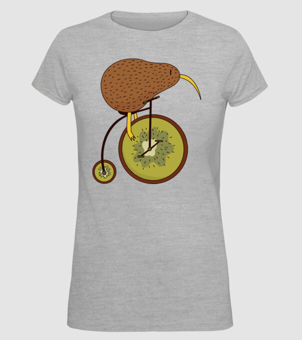 Bicicletă Kiwi model gri pe tricou