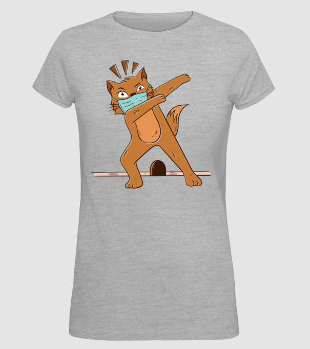 Mască Pisică Coronavirus model gri pe tricou