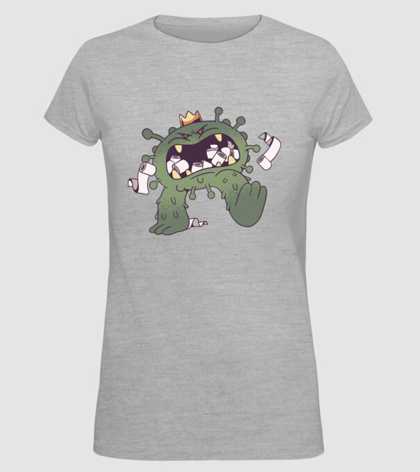 Monstru de hârtie igienică Coronavirus model gri pe tricou