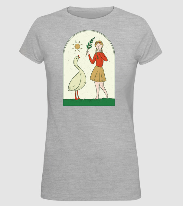 Poveste cu fata și gâsca model gri pe tricou