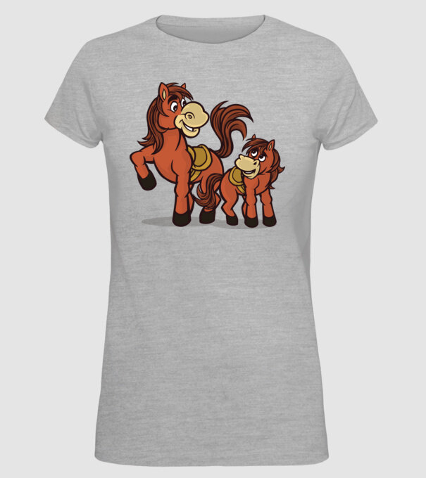 Cal cu mânz model gri pe tricou