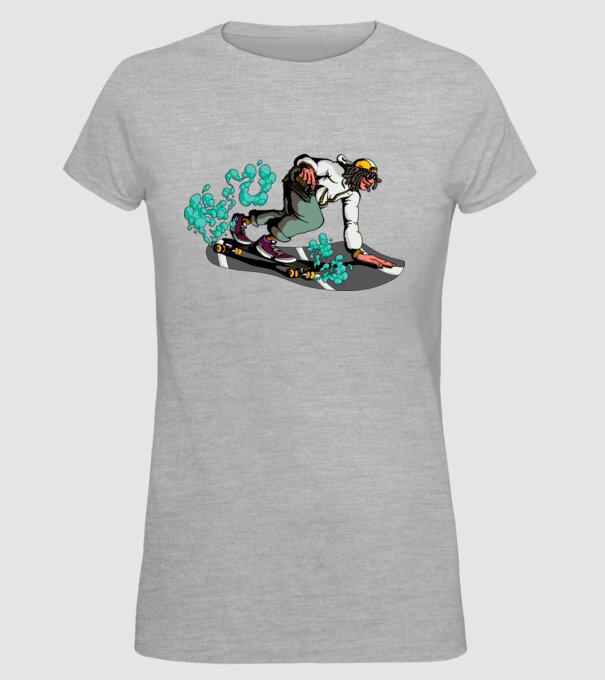 Longboard model gri pe tricou