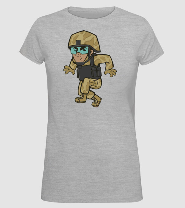 Soldat strecurându-se model gri pe tricou
