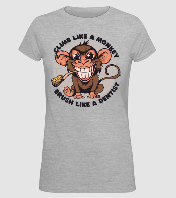Periuță de dinți maimuță model gri pe tricou